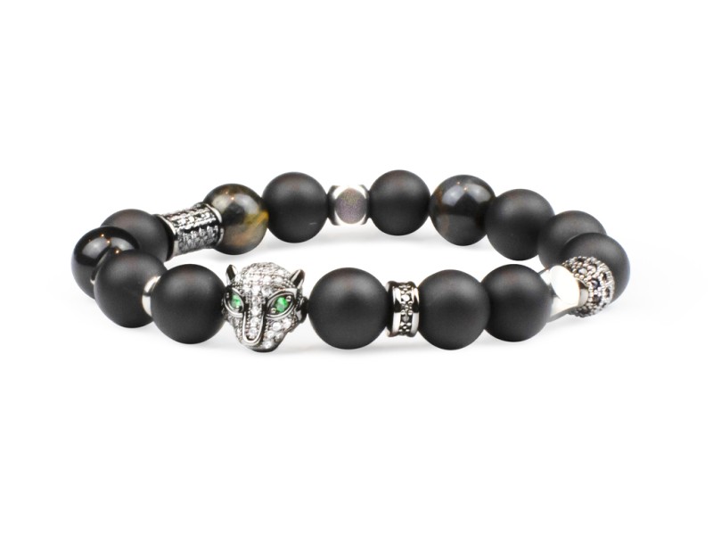 Black agate bracelet - leopard with tigers eye Black agate bracelet - leopard with tigers eye